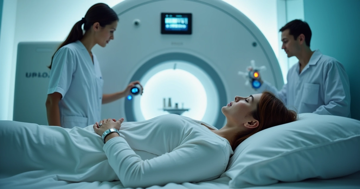 Paciente recebendo radioterapia em hospital 