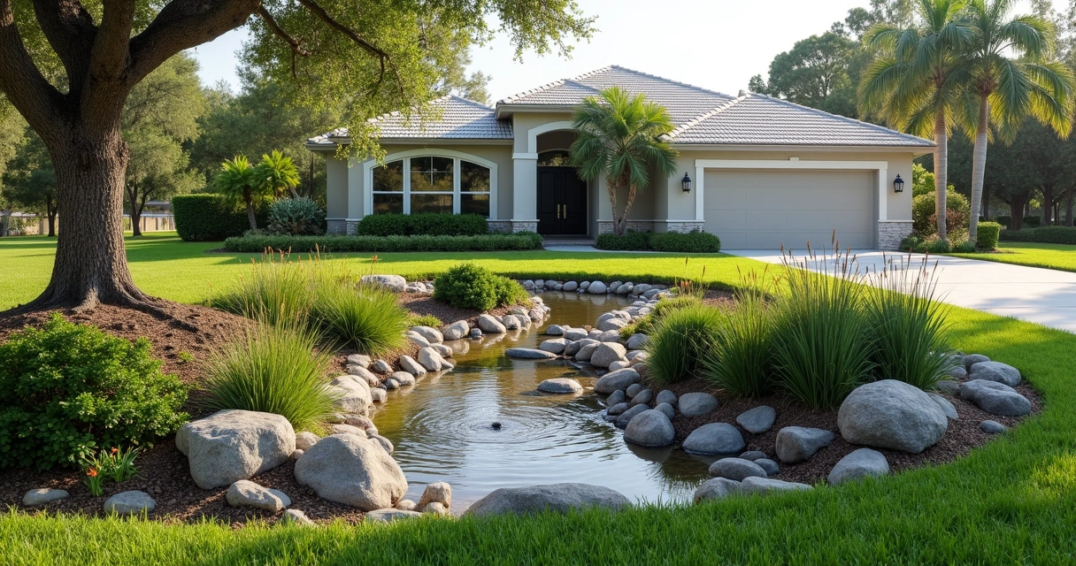 Rain garden with native plants in Central Florida 