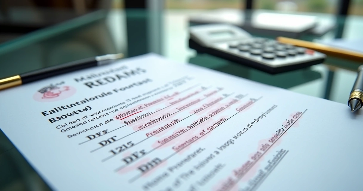 Multas altas destacadas em documento oficial em cima de mesa de escritório 