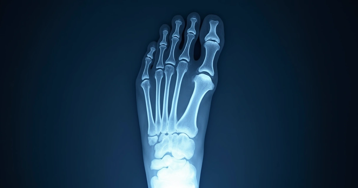 Radiografia de um pé mostrando esporão de calcâneo 
