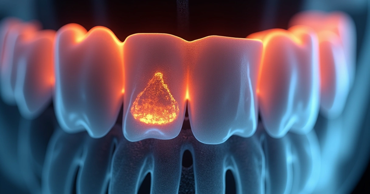 Radiografia mostrando implante dentário e ossos da mandíbula 