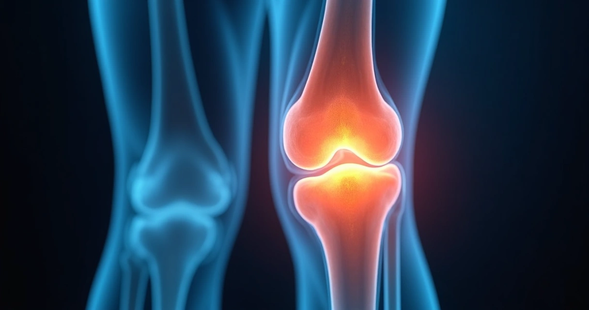Raio X de joelho mostrando sinais de artrose