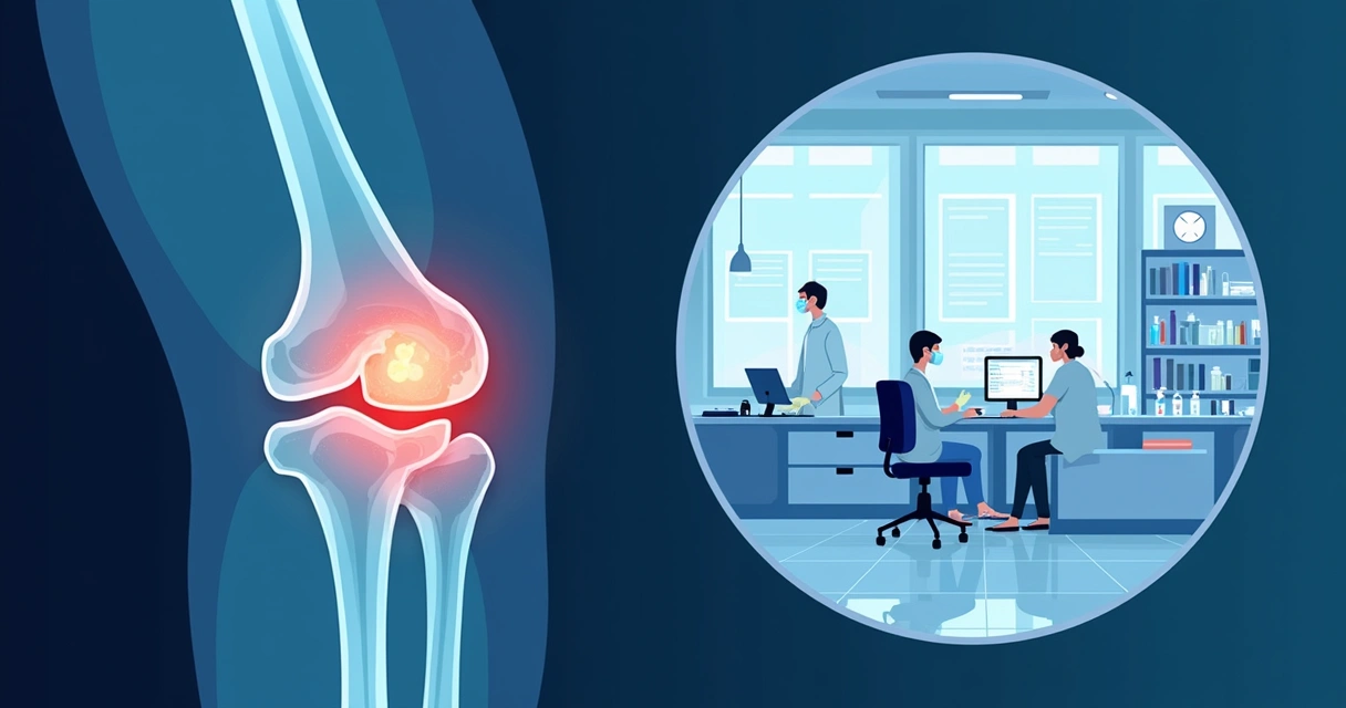 Diagnóstico diferencial e manejo das infecções osteoarticulares profundas 2 Raio-X mostrando sinais de infecção óssea com foco em detalhe do laboratório