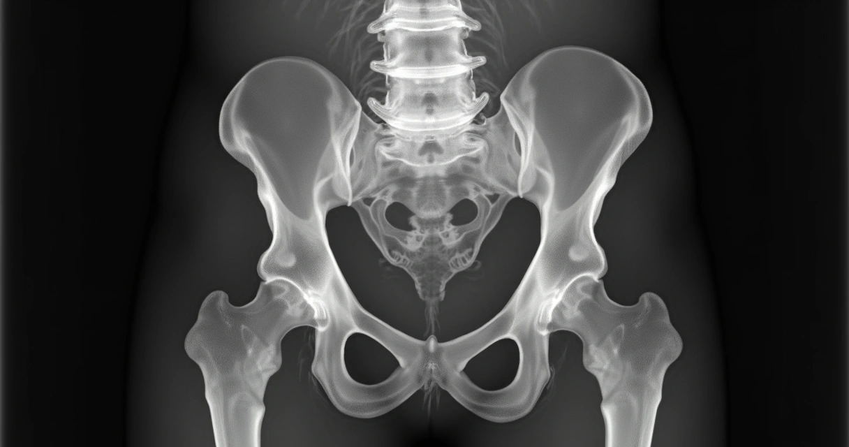 Raio-x do quadril mostrando desgaste na articulação