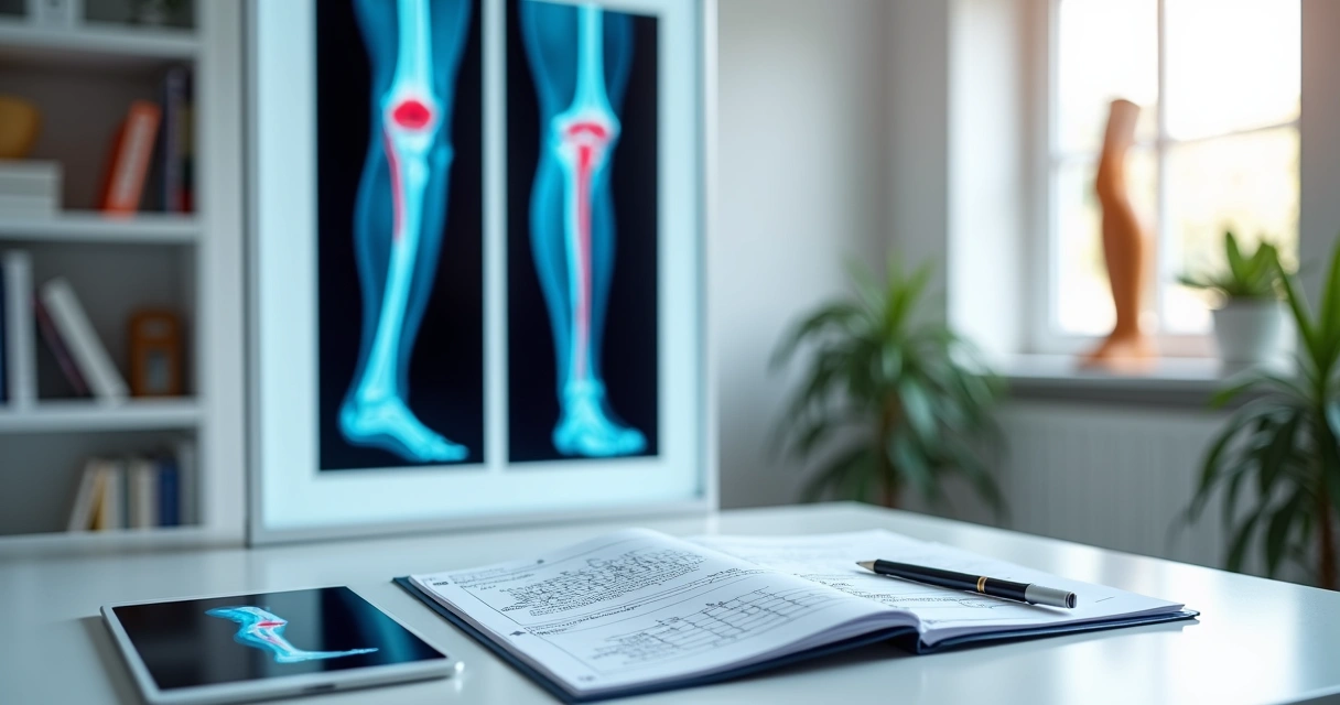 Radiografia de pernas mostrando veias varicosas em planejamento de cirurgia vascular 
