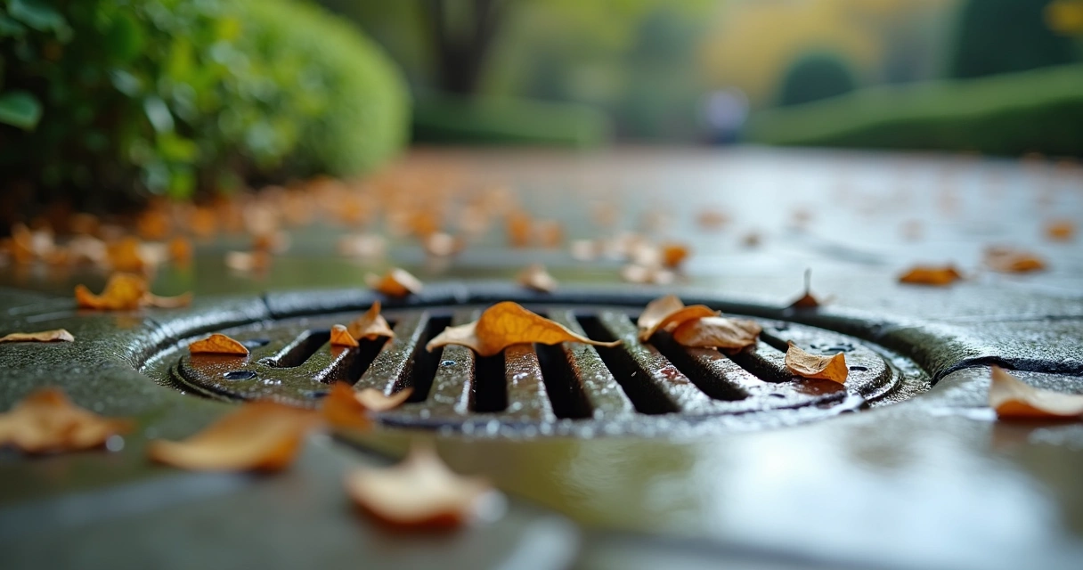 Ralo externo com grelha instalada ao lado de piso em pedra 
