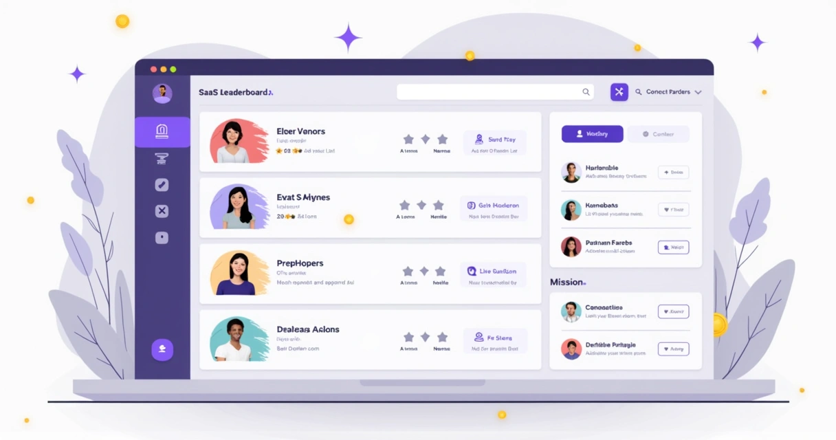 Painel digital com ranking de parceiros SaaS engajados 