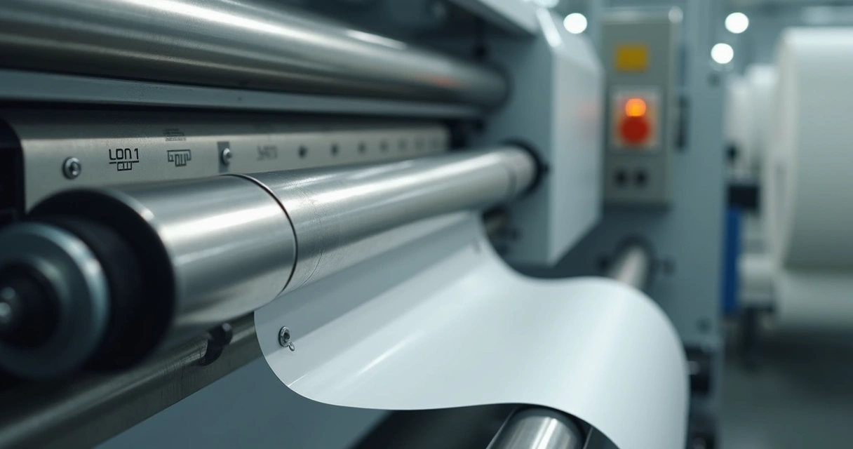 Raspadores industriais instalados em máquina de papel tissue
