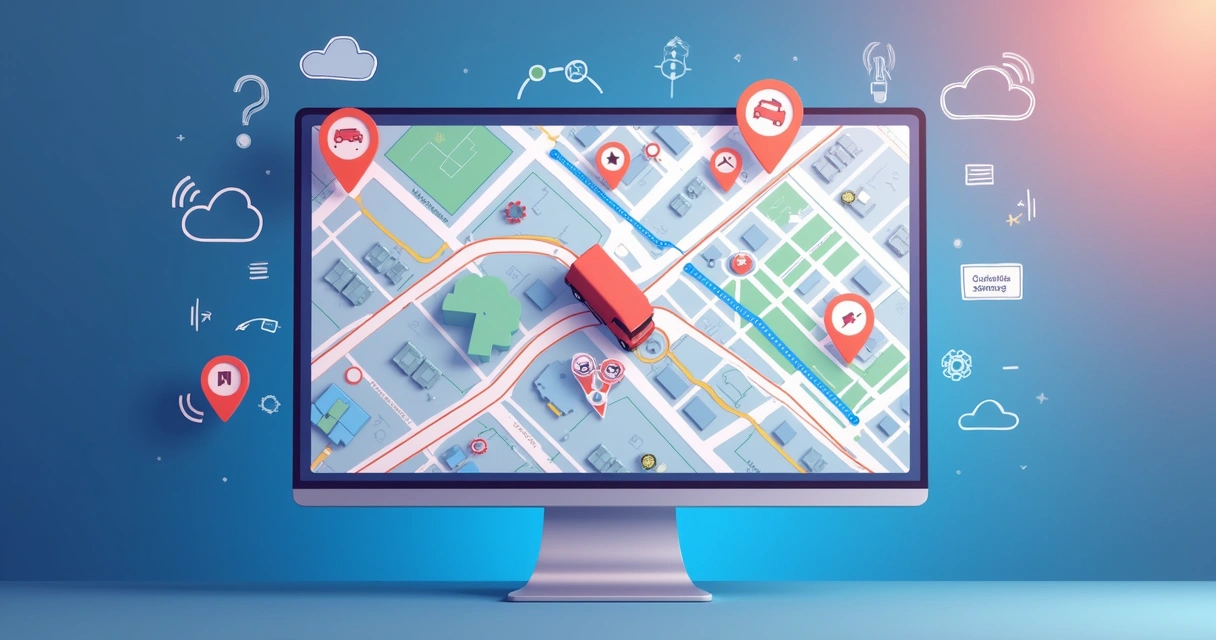 Mapa mostrando rastreamento de rota para entrega em tempo real 