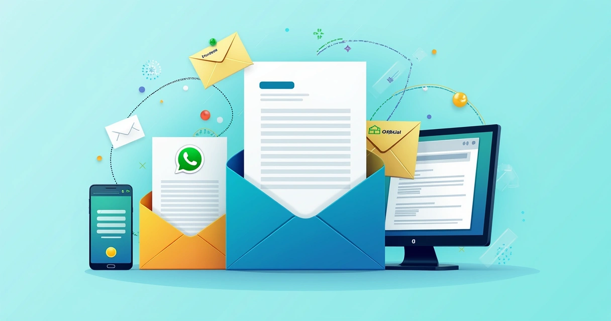 Imagem mostra cartas, smartphones com WhatsApp e email, todos conectados por linhas indicando rastreamento 