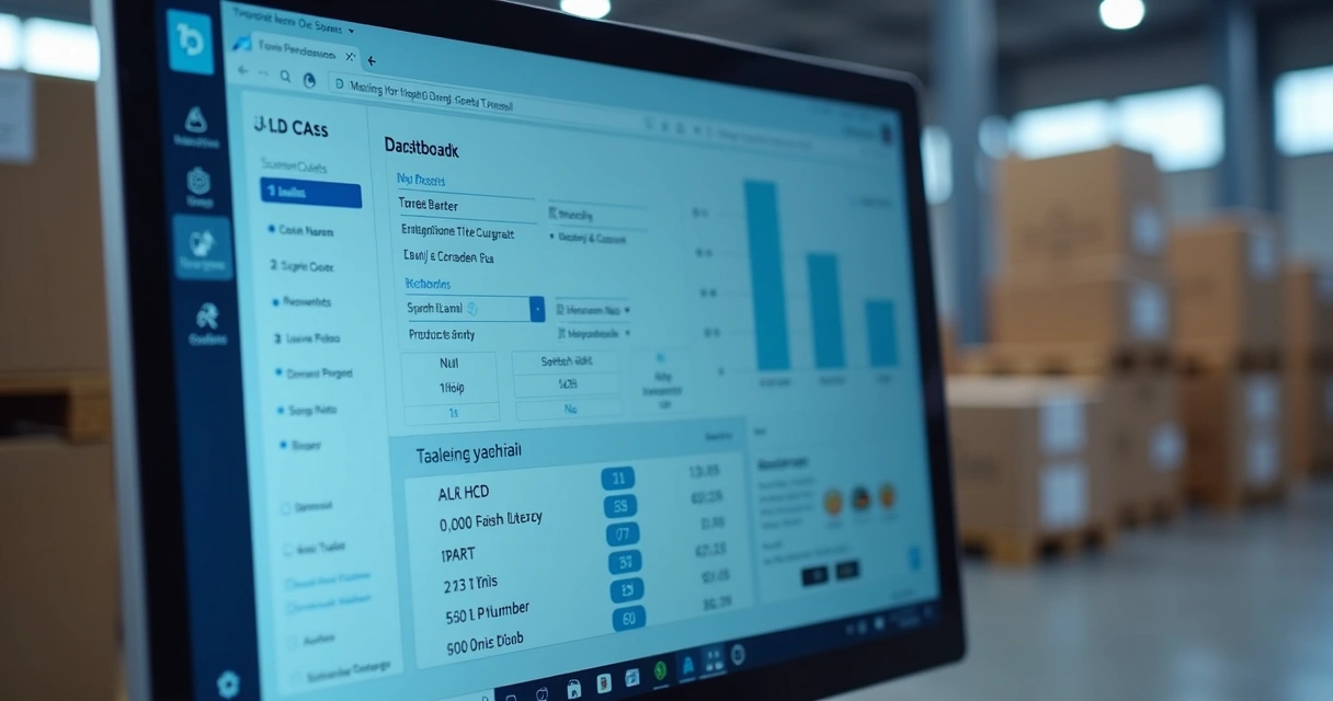 Tela de computador mostrando rastreabilidade de produto em armazém