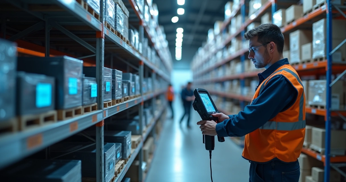 Leitor de RFID rastreando produtos eletrônicos 