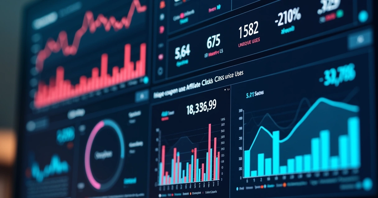 Dashboard com gráficos de rastreamento de afiliados 