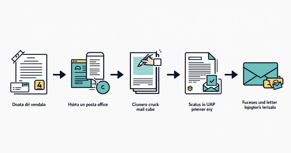 Fluxo de etapas de carta registrada, mostrando cada etapa do envio até o retorno do AR 