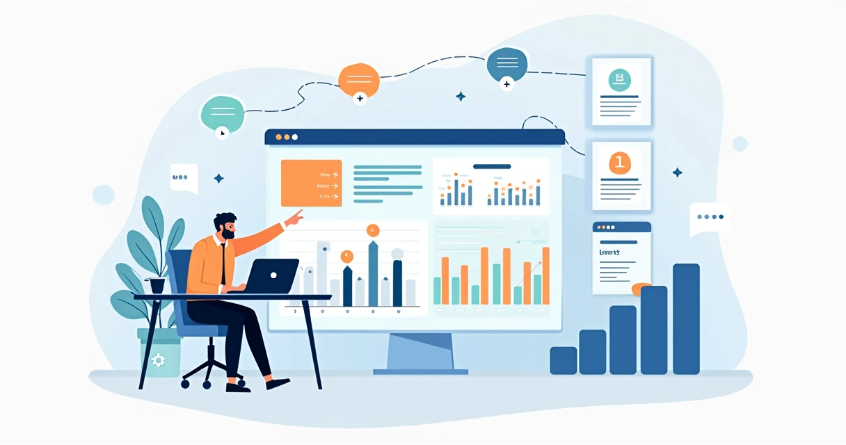 Painel com gráfico mostrando rastreamento de cliques e eventos em landing page 