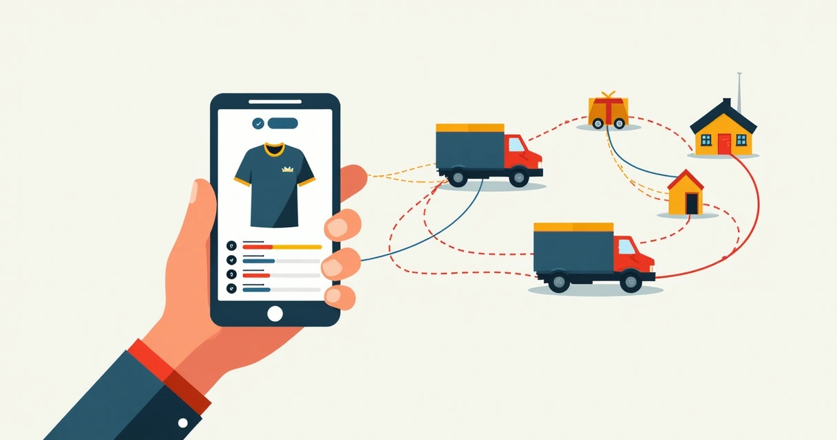 Mão segurando celular com rastreamento de encomenda 