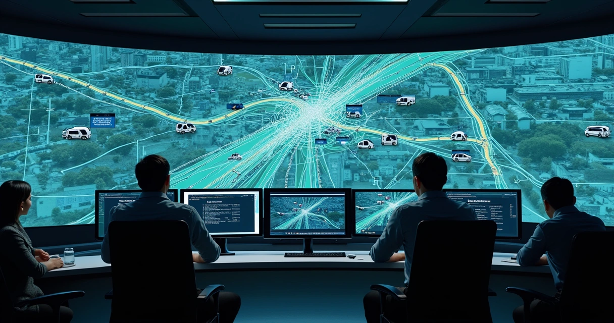 Painel de monitoramento GPS mostrando a localização de vans em tempo real 