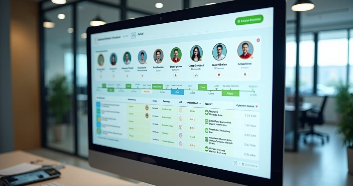 Painel digital mostrando histórico de ordens de serviço 