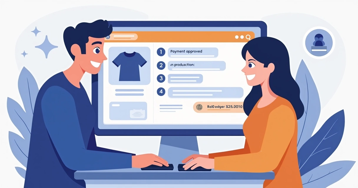 Tela online com status e rastreamento de pedido de camiseta personalizada 