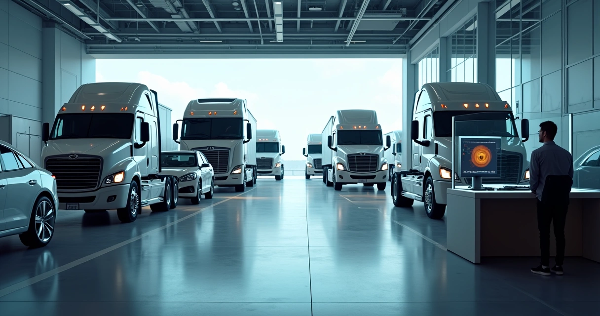 Pátio de veículos com sensores RFID e etiquetas eletrônicas instaladas nos carros. 