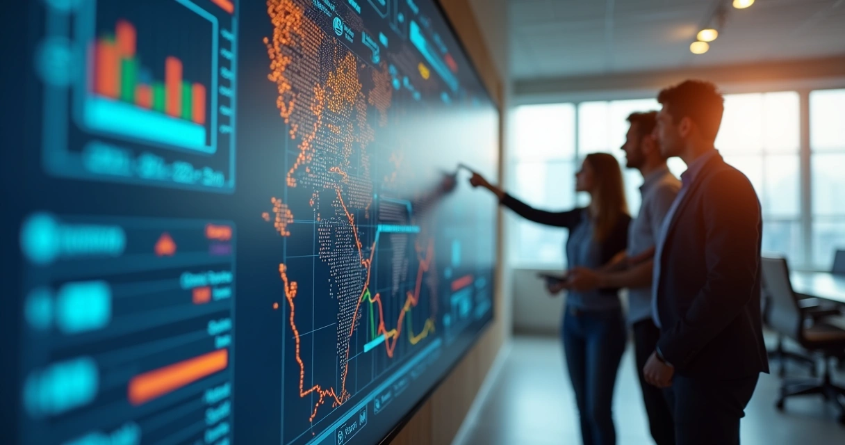 Painel digital de rastreamento logístico em operação de e-commerce 