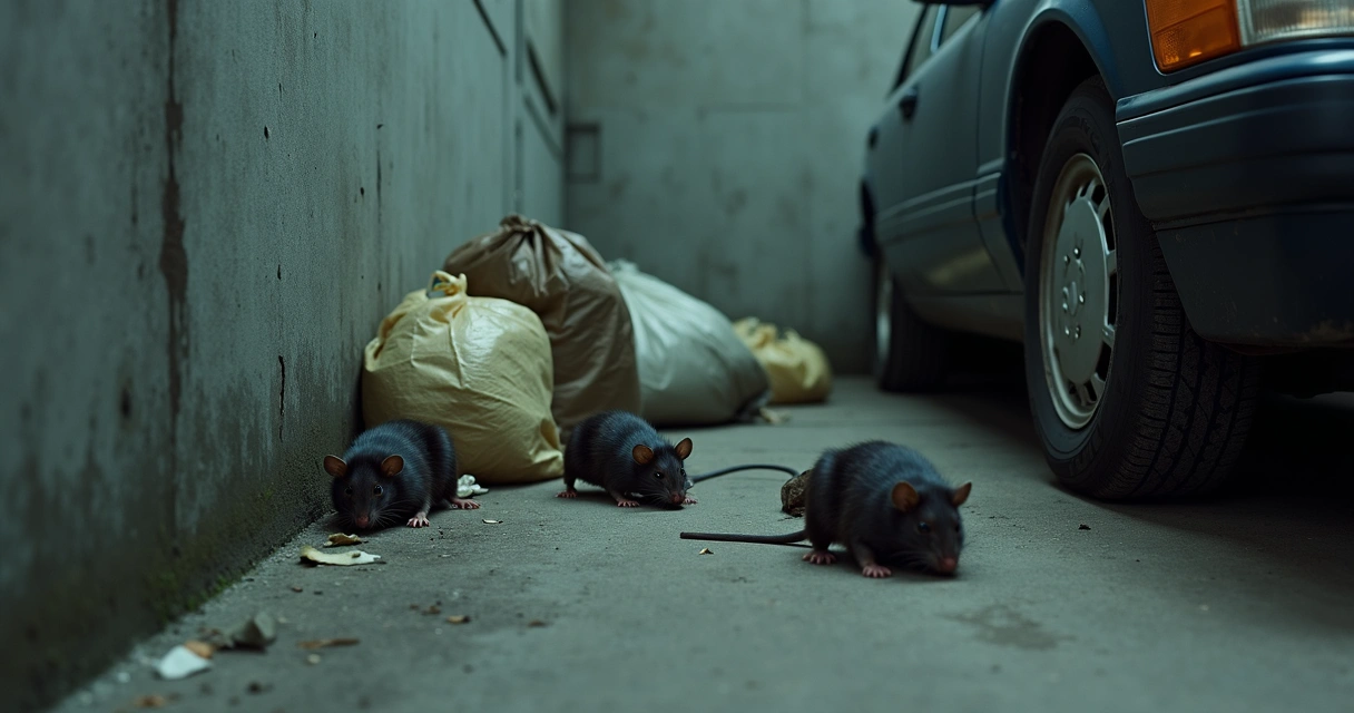 Ratos em estacionamento de condomínio 