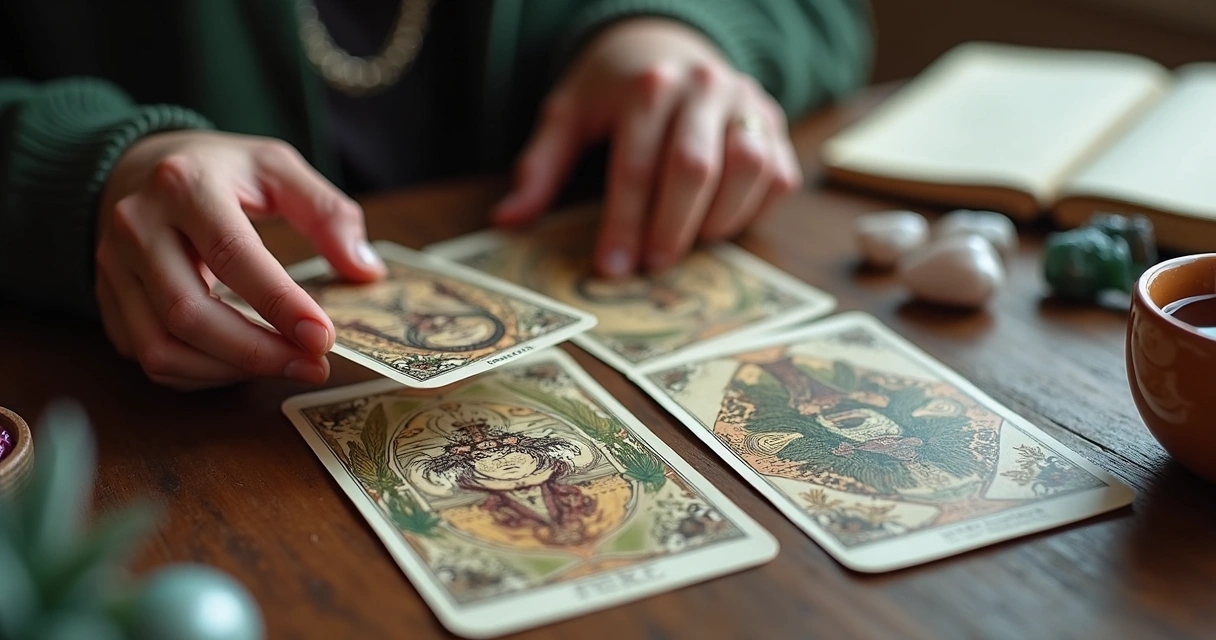 Reader comparing two Lenormand card decks 