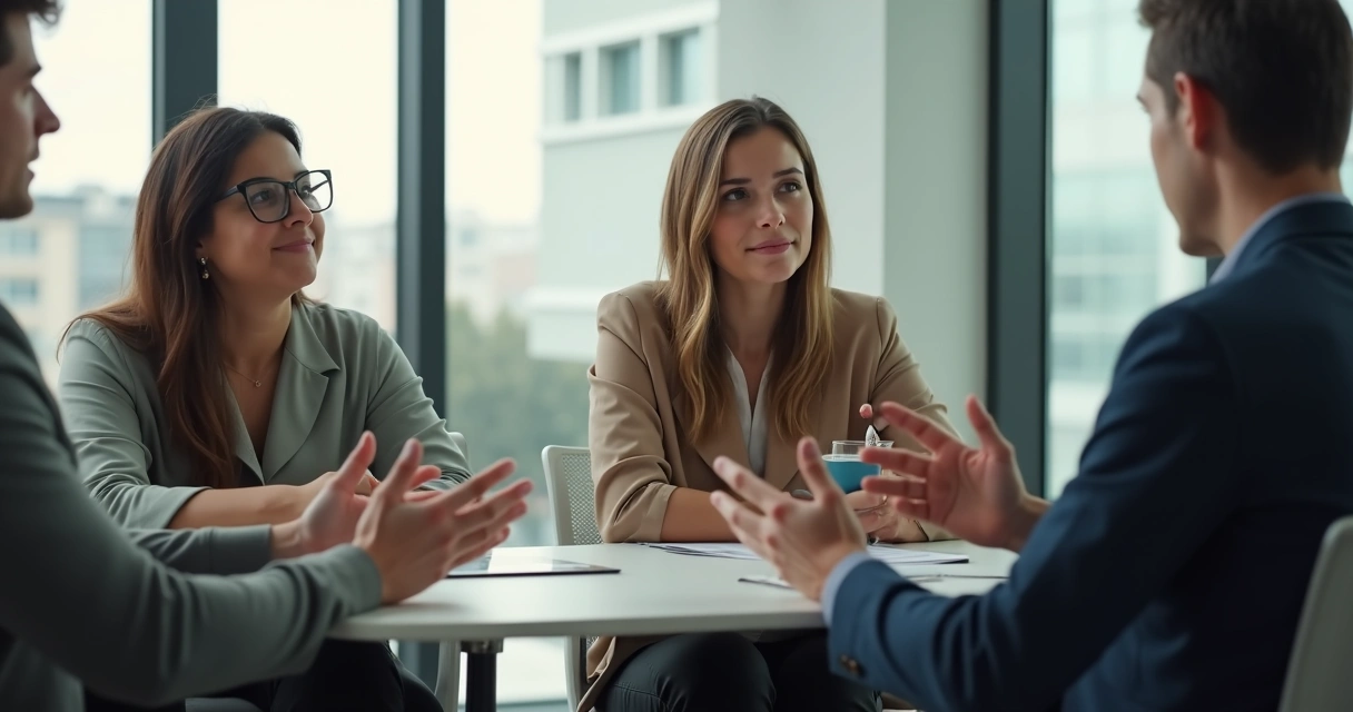 Person interpreting body language in a group conversation