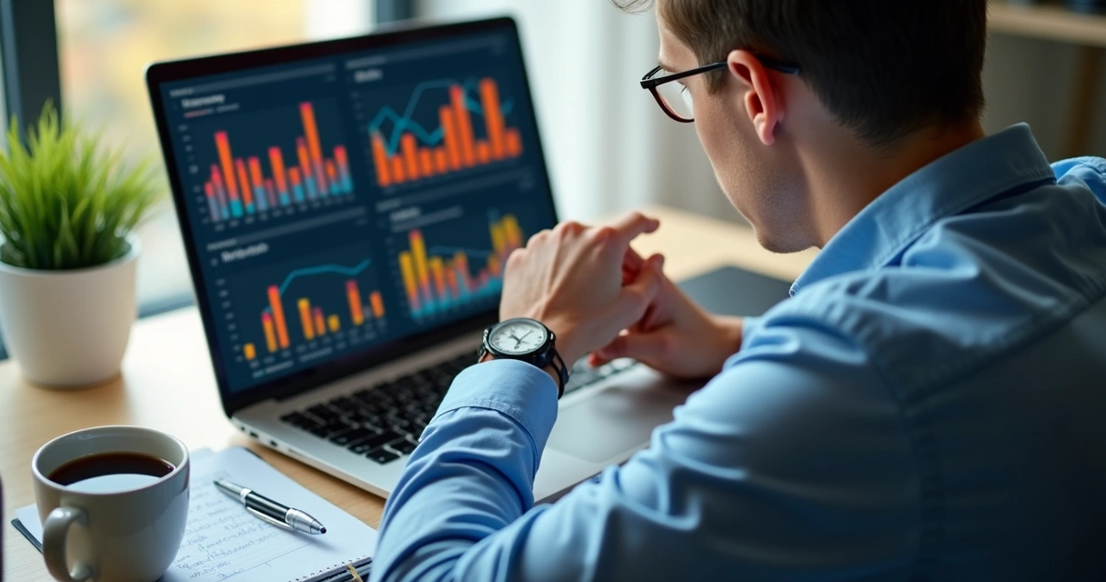 Person analyzing real estate market data on laptop 