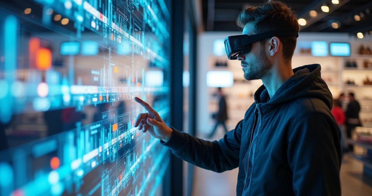 Cliente usando realidade aumentada em loja omnicanal 