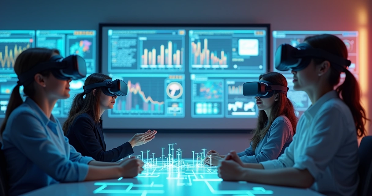 Treinamento com realidade virtual em sala de aula corporativa 