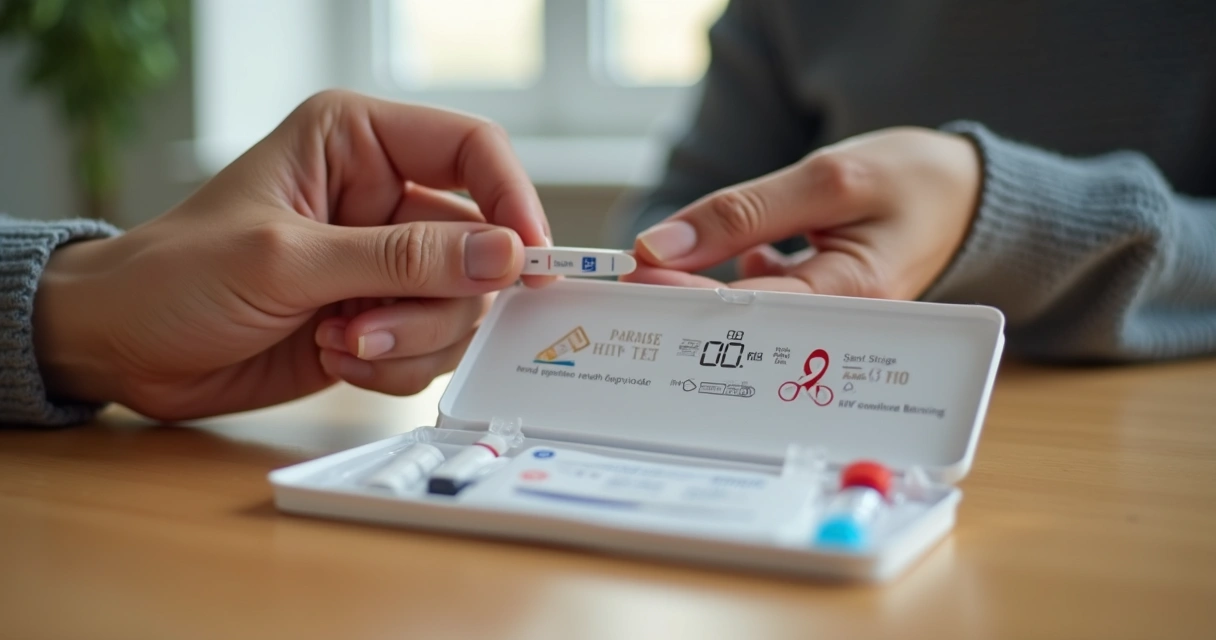 Pessoa realizando autoteste de HIV em casa