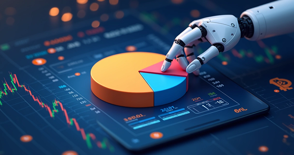Gráfico de pizza mostrando uma carteira de criptomoedas dividido em Bitcoin, Ethereum e outros ativos.