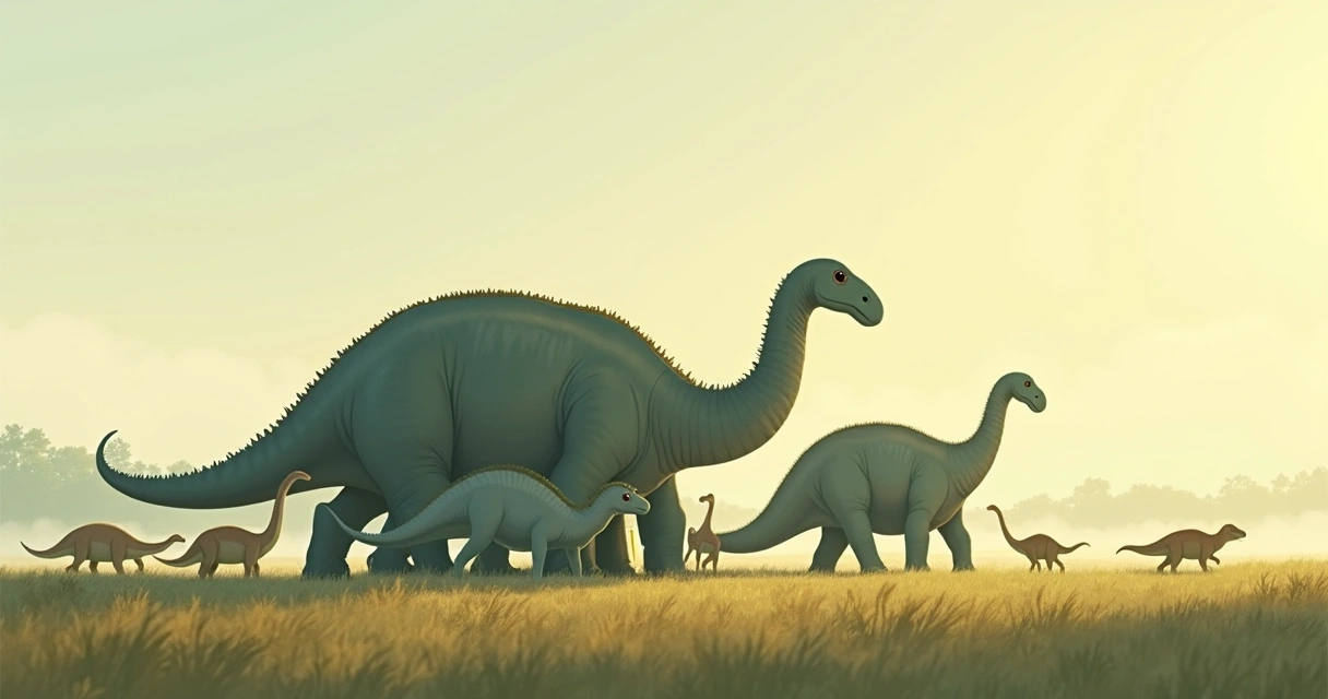 Grupo de dinossauros se protegendo juntos 