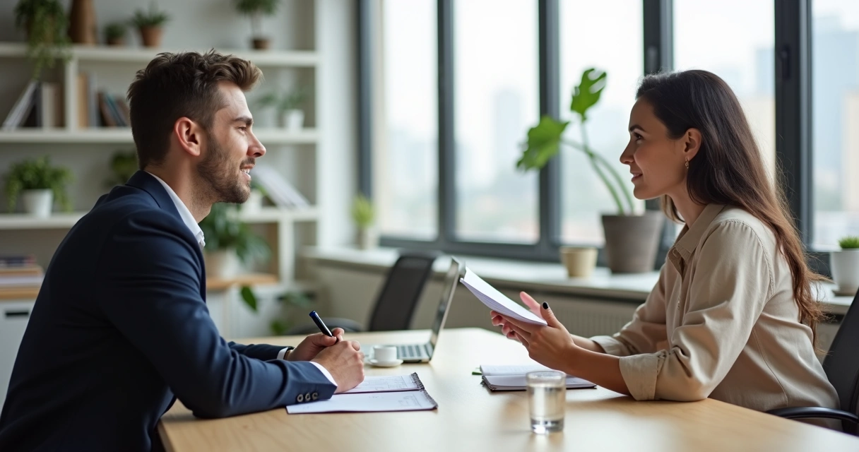 Pessoa ouvindo crítica construtiva em ambiente profissional calmo 