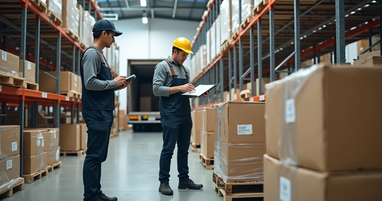 Conferência de pallets no recebimento do armazém 