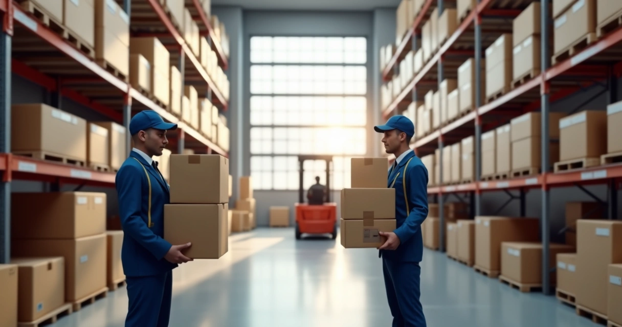 Conferência de mercadorias em centro de distribuição moderno 