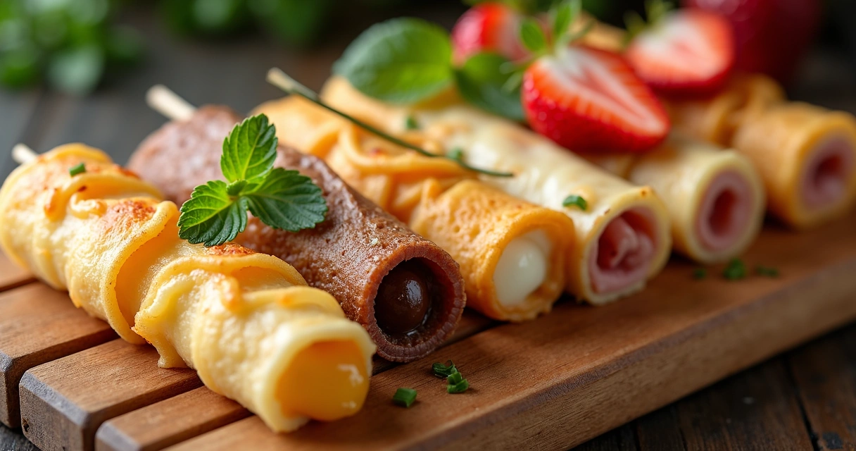 Recheios variados de crepe suíço 