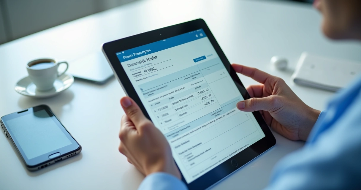 Receita digital em tela com orientações médicas