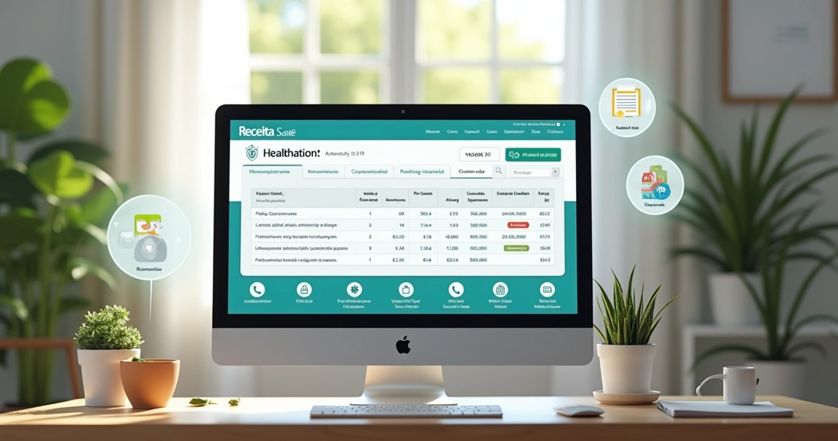 Tela de computador exibindo Receita Saúde para imposto de renda 