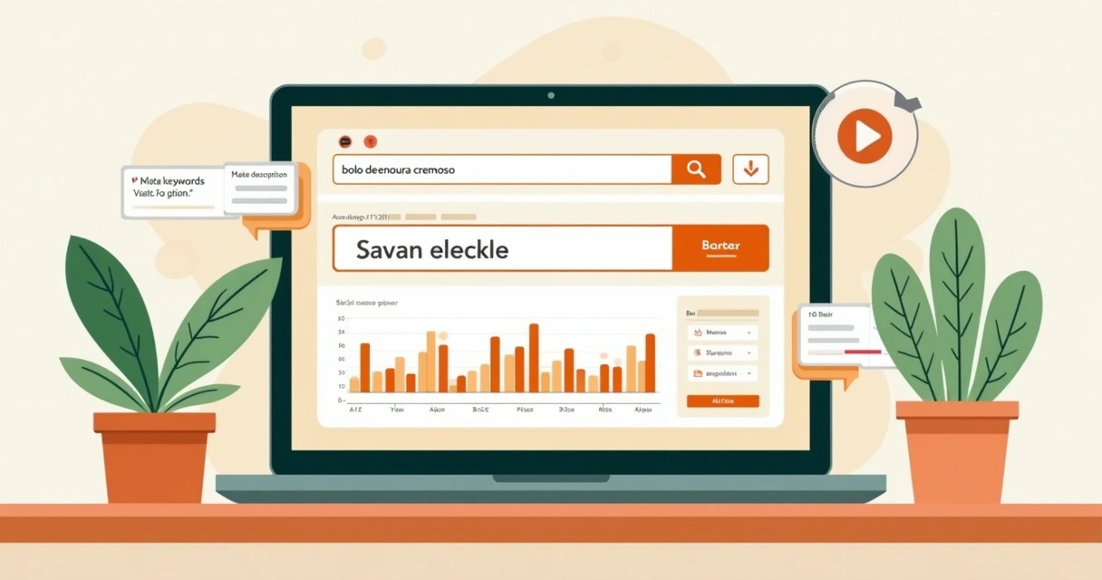 Página de receita destacando palavra-chave e área de análise de desempenho 