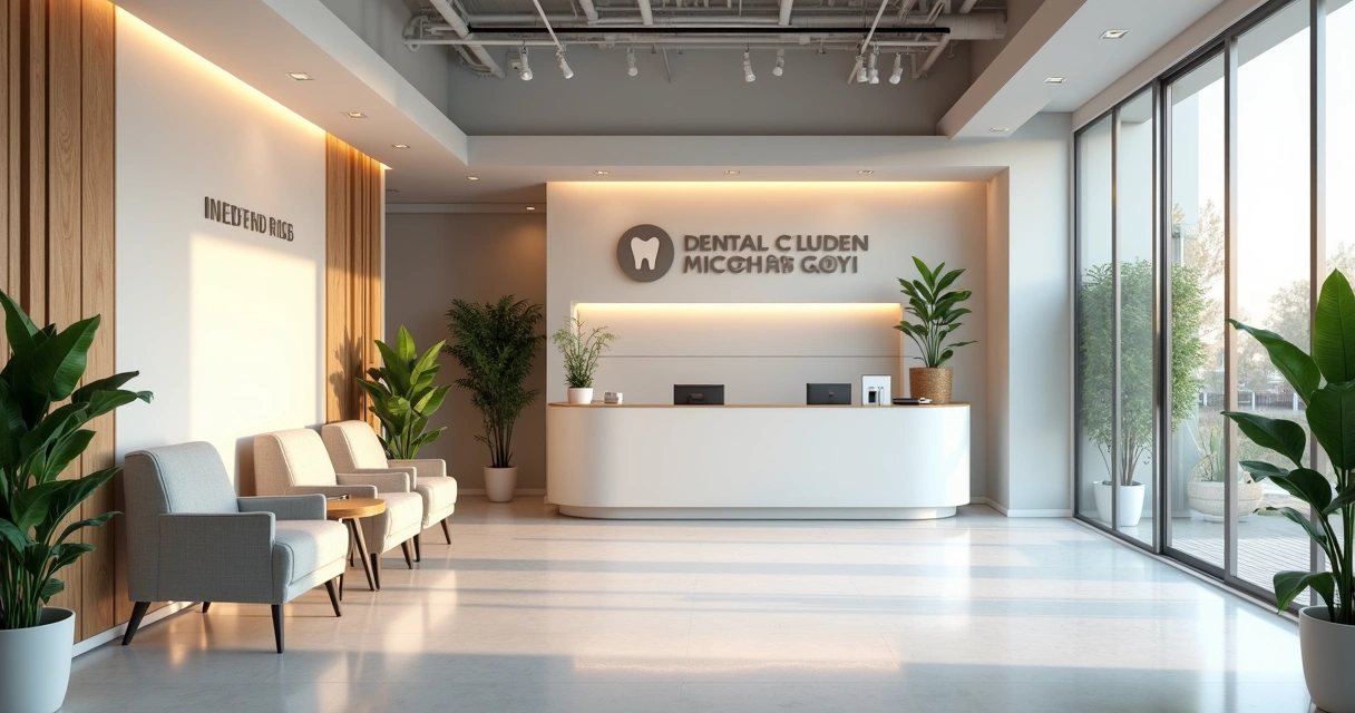 Recepção de clínica odontológica bem equipada e moderna 