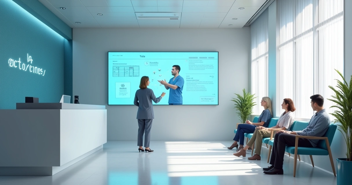 Recepcionista virtual atendendo paciente em clínica odontológica 