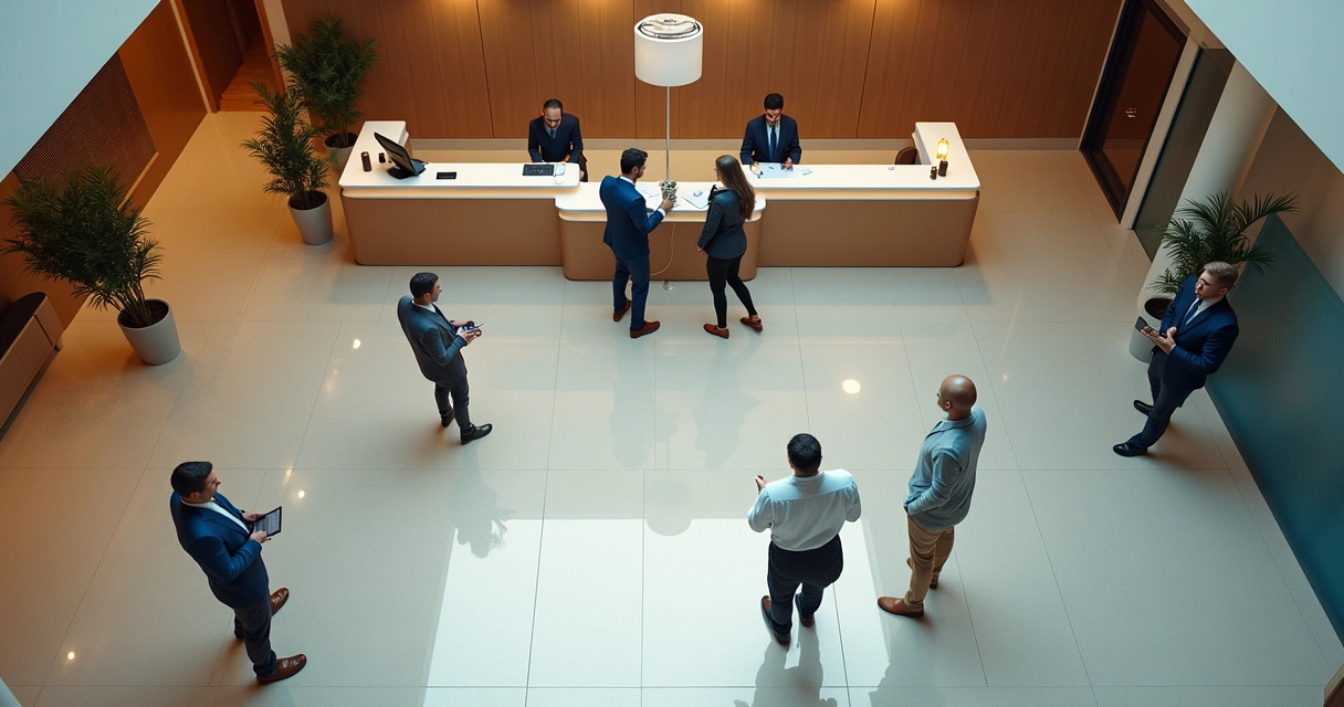 Recepção de hotel moderno com aroma agradável 