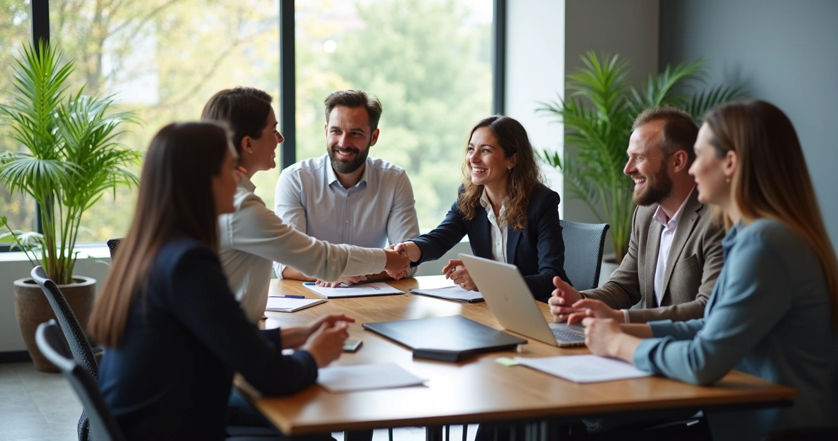 Apresentação de novo colaborador à equipe em ambiente corporativo moderno
