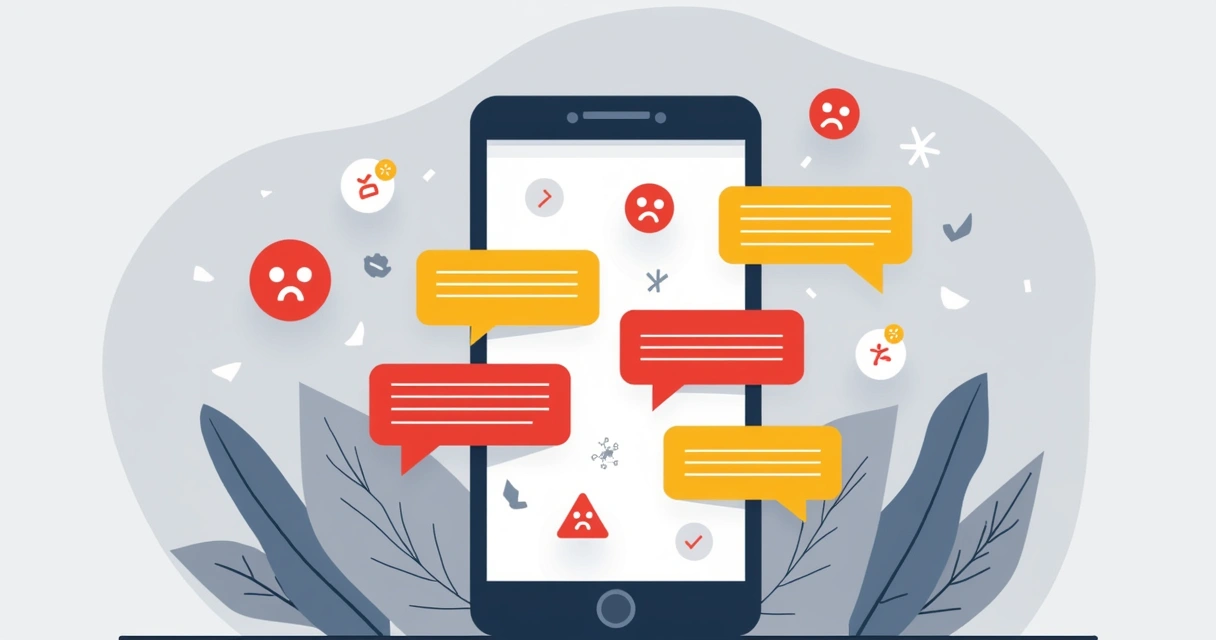Tela de chat repleta de mensagens de reclamação digital
