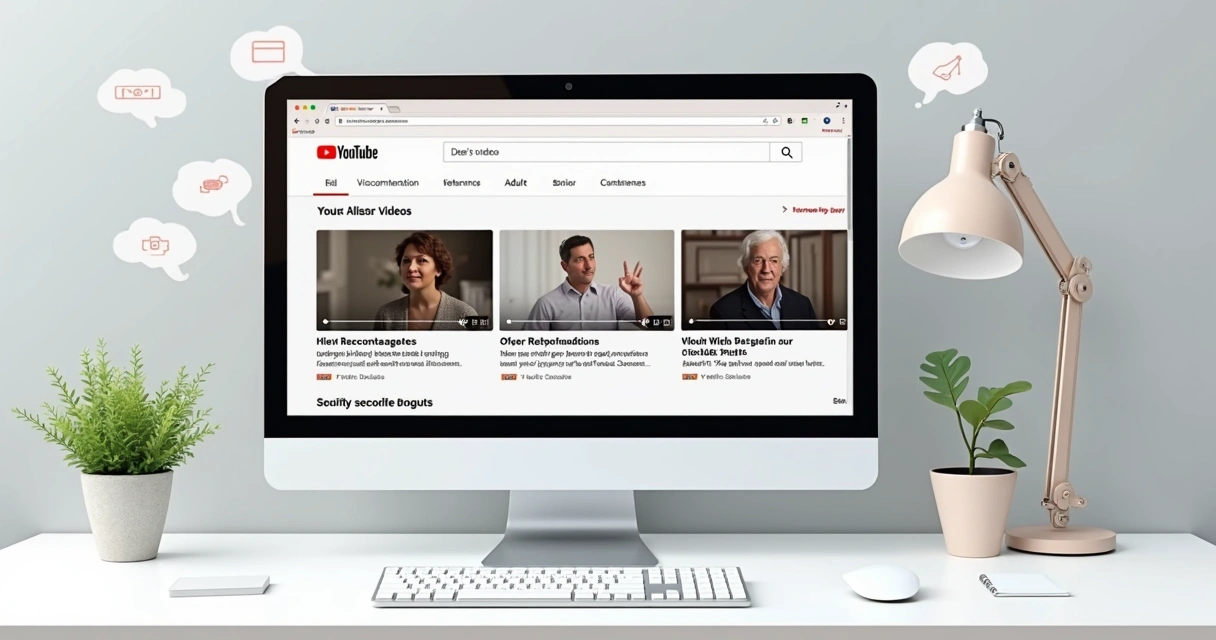 Página inicial do YouTube exibindo recomendações de vídeos baseadas em idade e histórico 