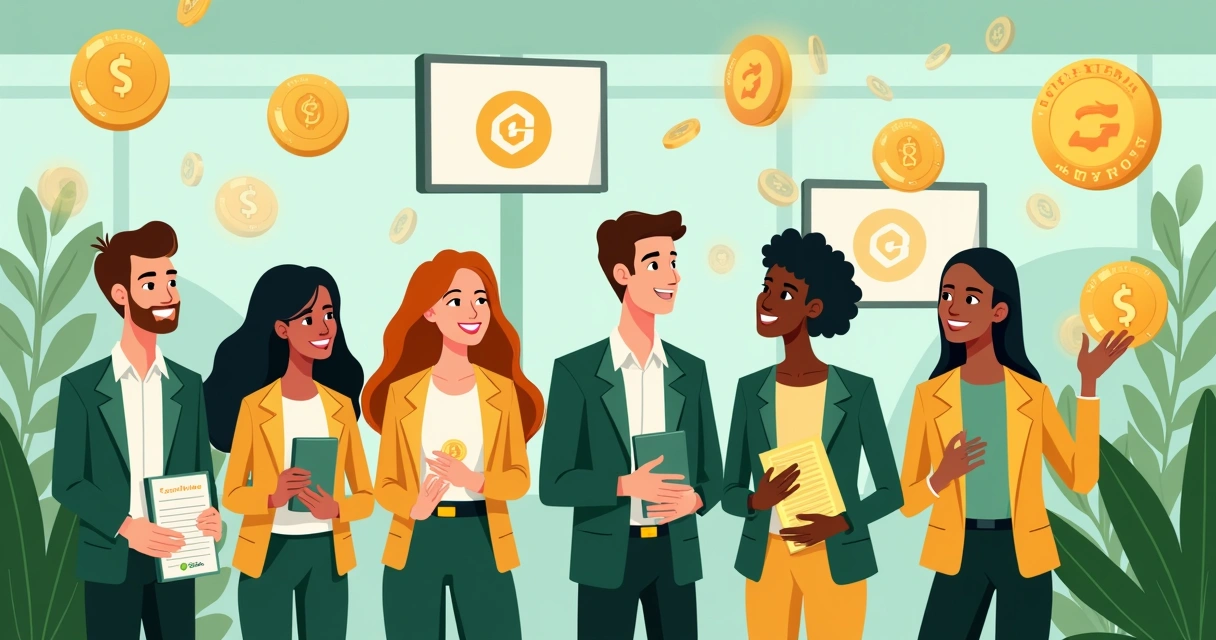 Empreendedores recebendo prêmios e recompensas digitais 