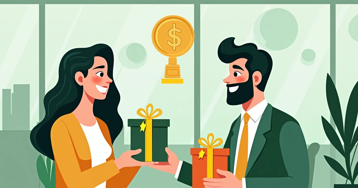 Clientes felizes recebendo prêmios e medalhas pelo alto volume 