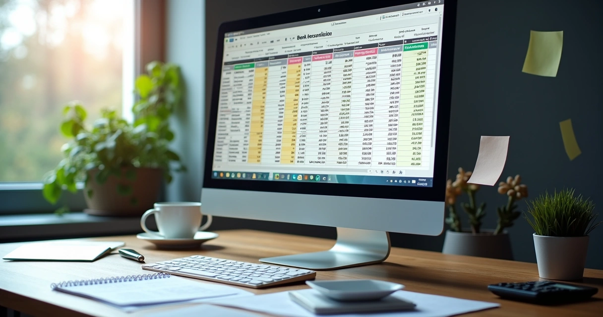 10 diferenças do bookkeeping americano para o brasileiro 1 Planilhas de reconciliação bancária em tela de computador